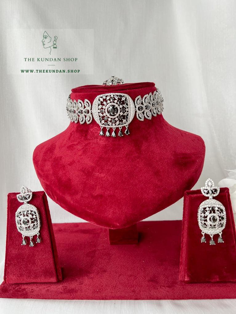 Boundless in Silver & Black Necklace Sets THE KUNDAN SHOP 