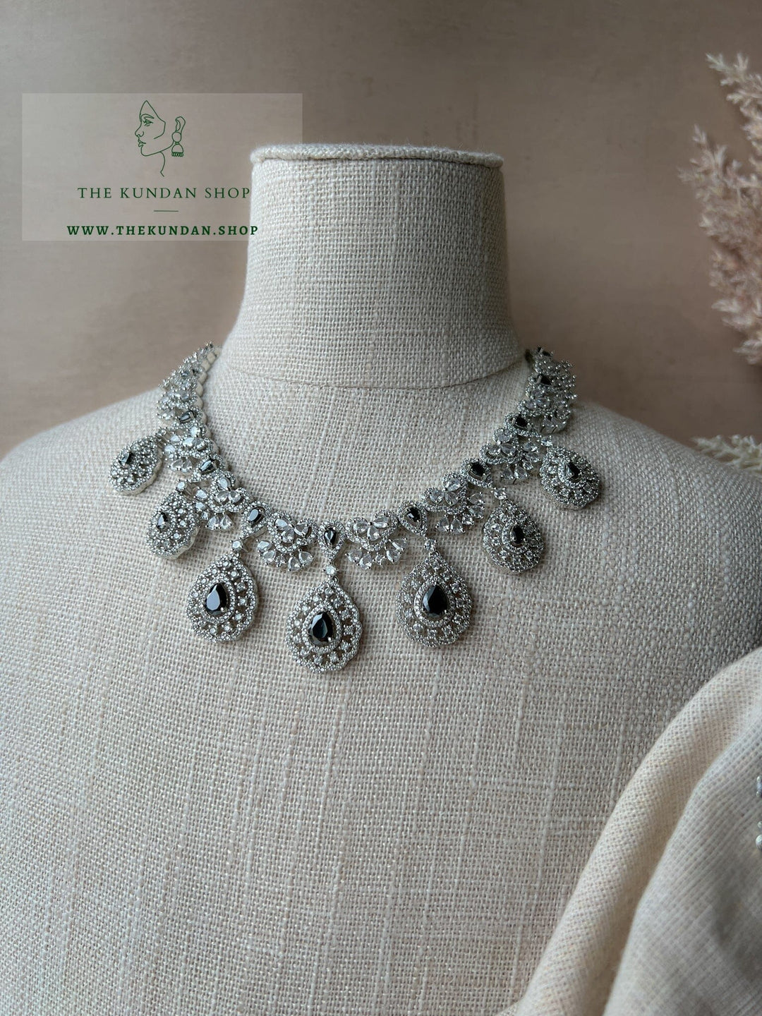 Resilient in Silver & Black Necklace Sets THE KUNDAN SHOP 