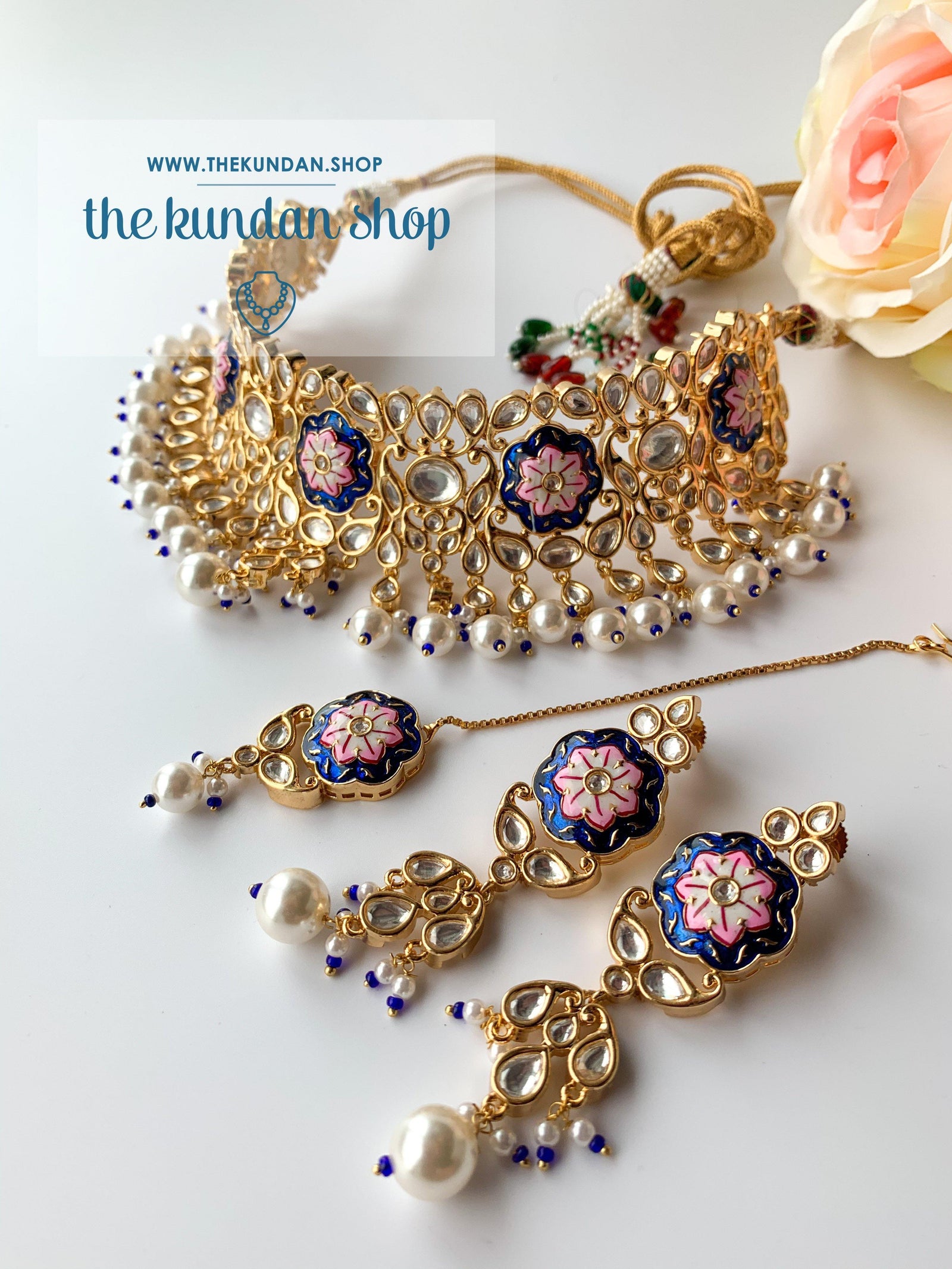 A Bridesmaid's Tale in Blue, Necklace Sets - THE KUNDAN SHOP
