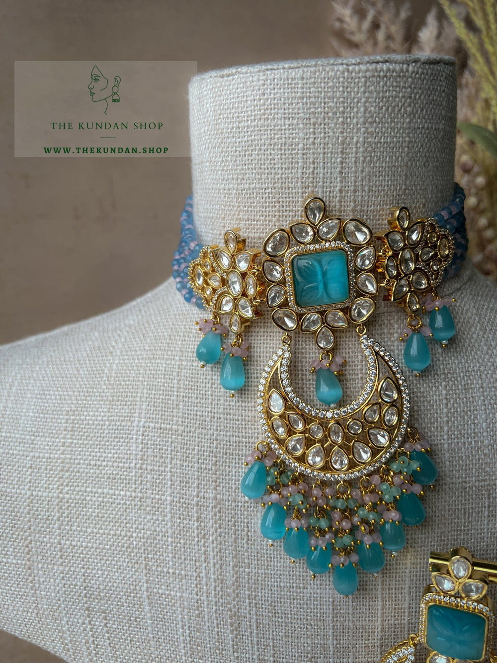 Importance in Blue & Pink Necklace Sets THE KUNDAN SHOP 