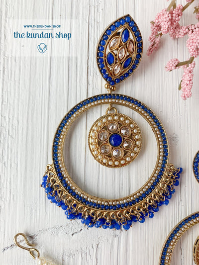 Ardent in Blue Earrings + Tikka THE KUNDAN SHOP 