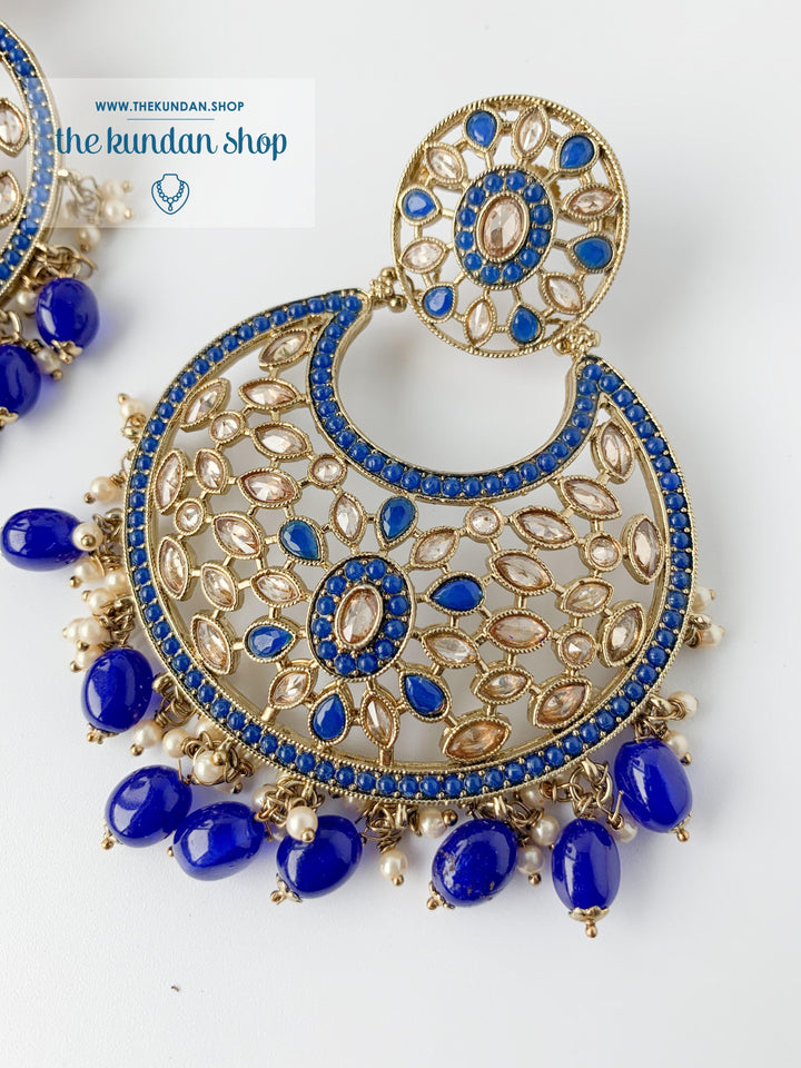 Softly Set in Blue Earrings + Tikka THE KUNDAN SHOP 