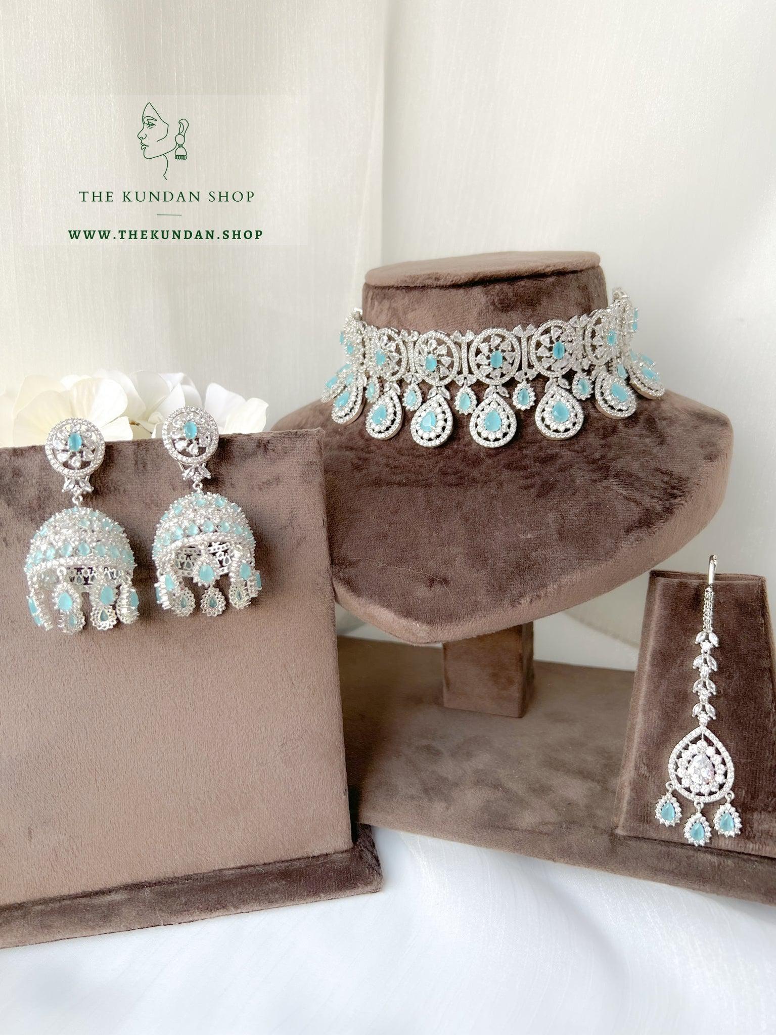 Adore in Silver & Feroza Necklace Sets THE KUNDAN SHOP 