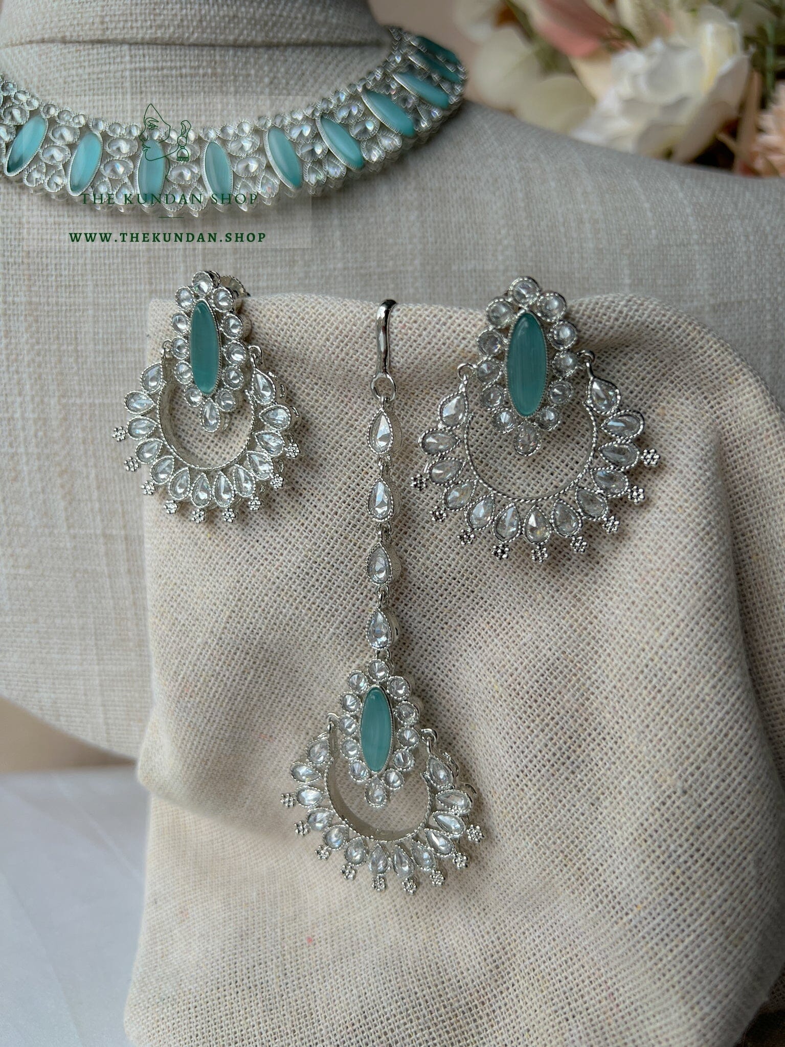 Considered in Silver & Blue Necklace Sets THE KUNDAN SHOP 