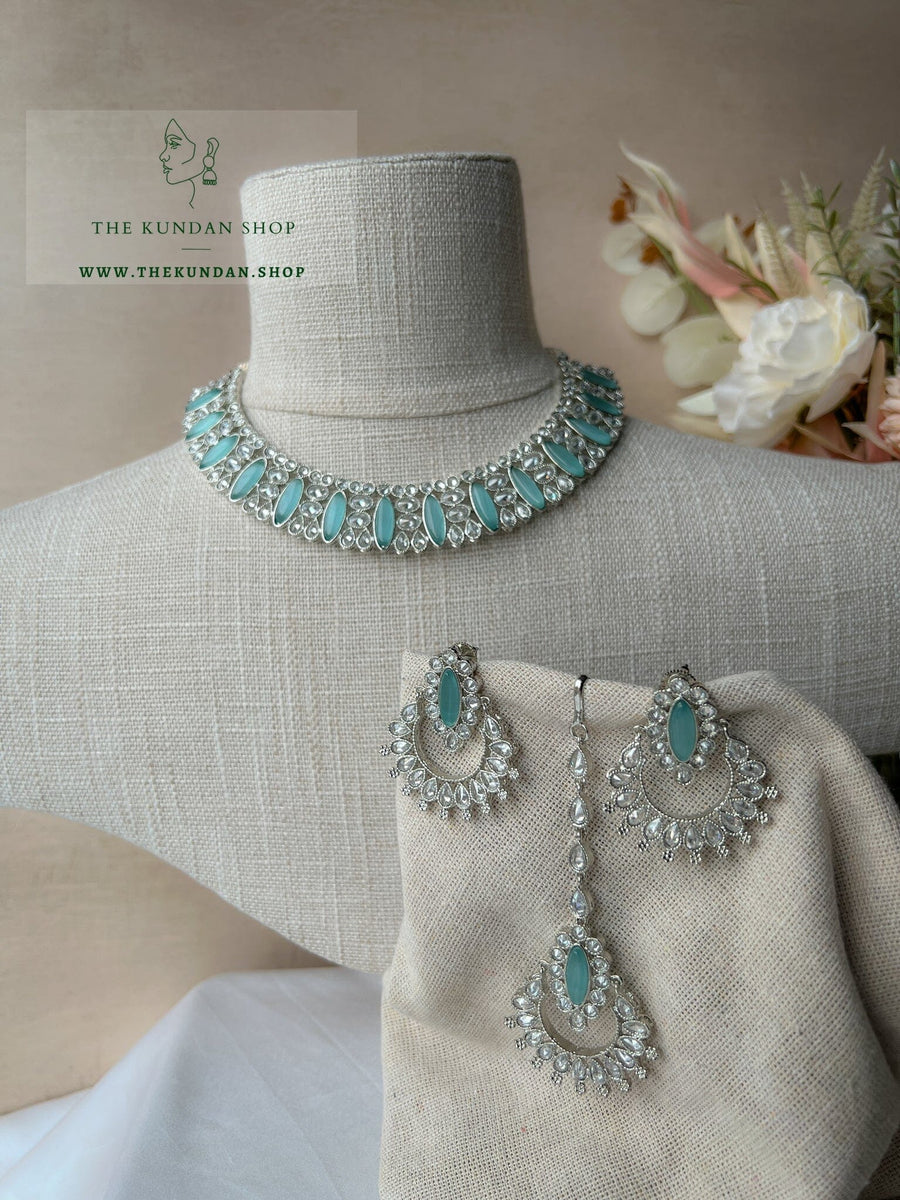 Considered in Silver & Blue Necklace Sets THE KUNDAN SHOP 