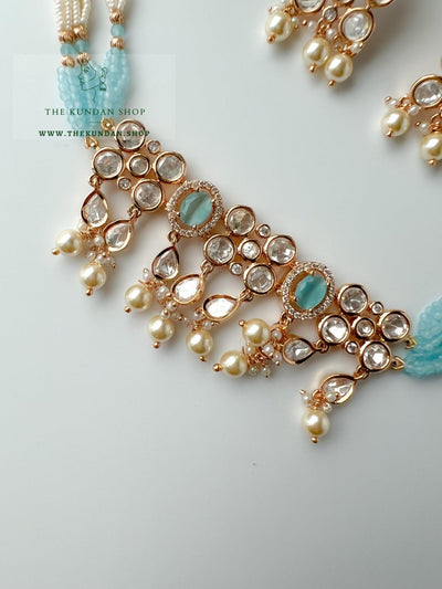 Precise Kundan in Blue Necklace Sets THE KUNDAN SHOP 