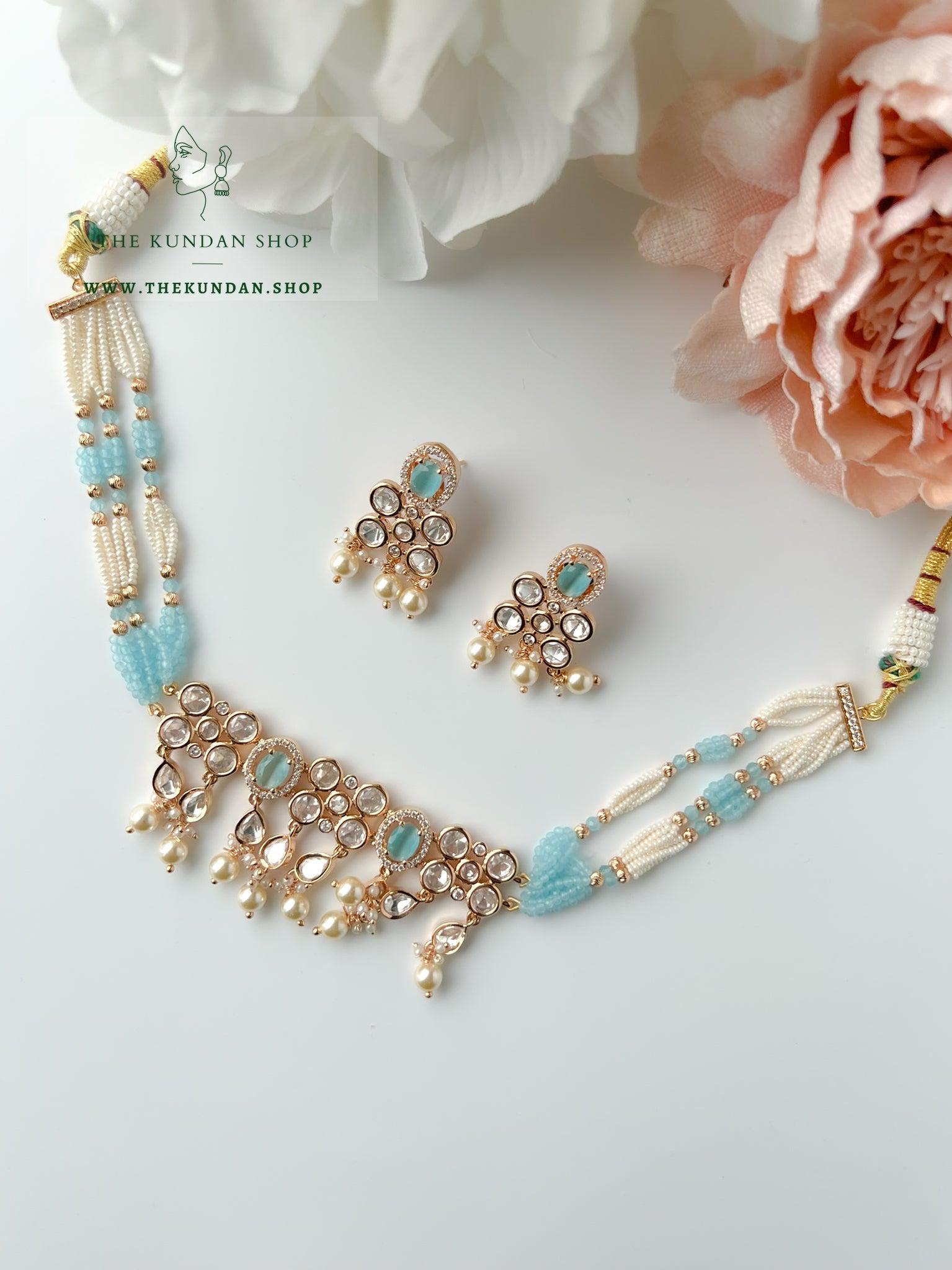 Precise Kundan in Blue Necklace Sets THE KUNDAN SHOP 