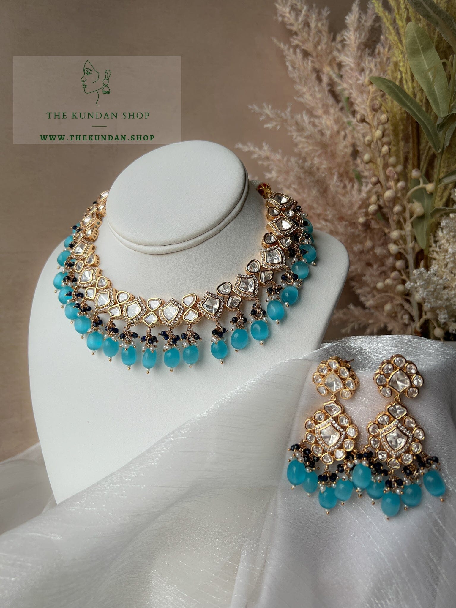 Little Surprise in Blues Necklace Sets THE KUNDAN SHOP 