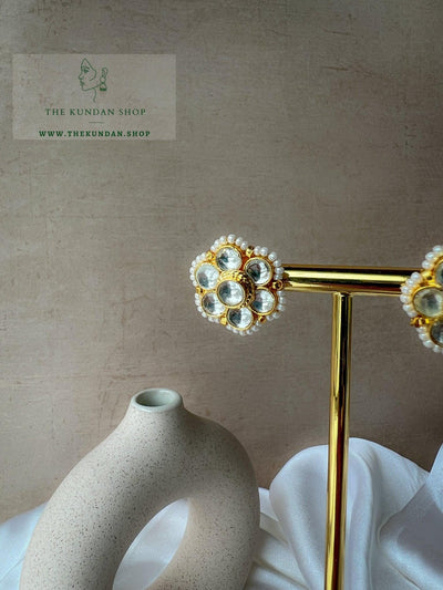 Botanic Earrings in Clear Earrings THE KUNDAN SHOP 