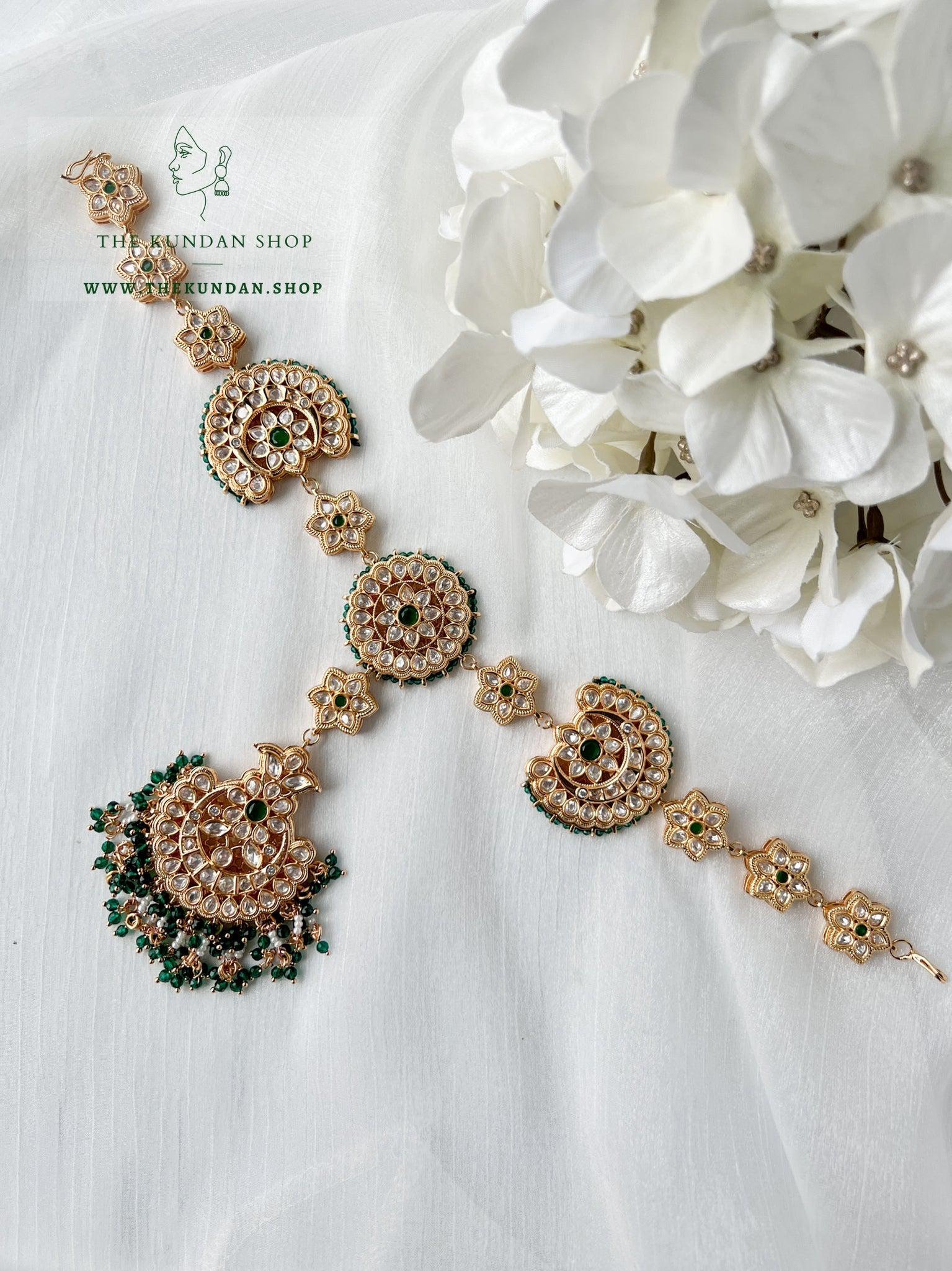 Insisted in Kundan - Headband Mathapathi THE KUNDAN SHOP Green 