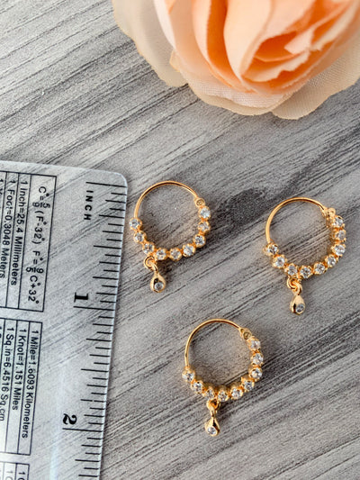 Yellow Gold - Pierced Stone Nose Ring Naath THE KUNDAN SHOP 