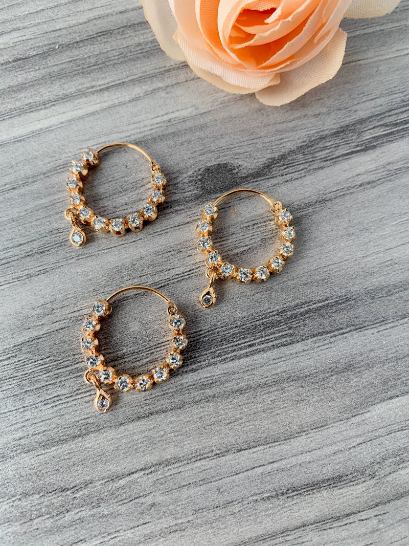 Yellow Gold - Pierced Stone Nose Ring Naath THE KUNDAN SHOP 