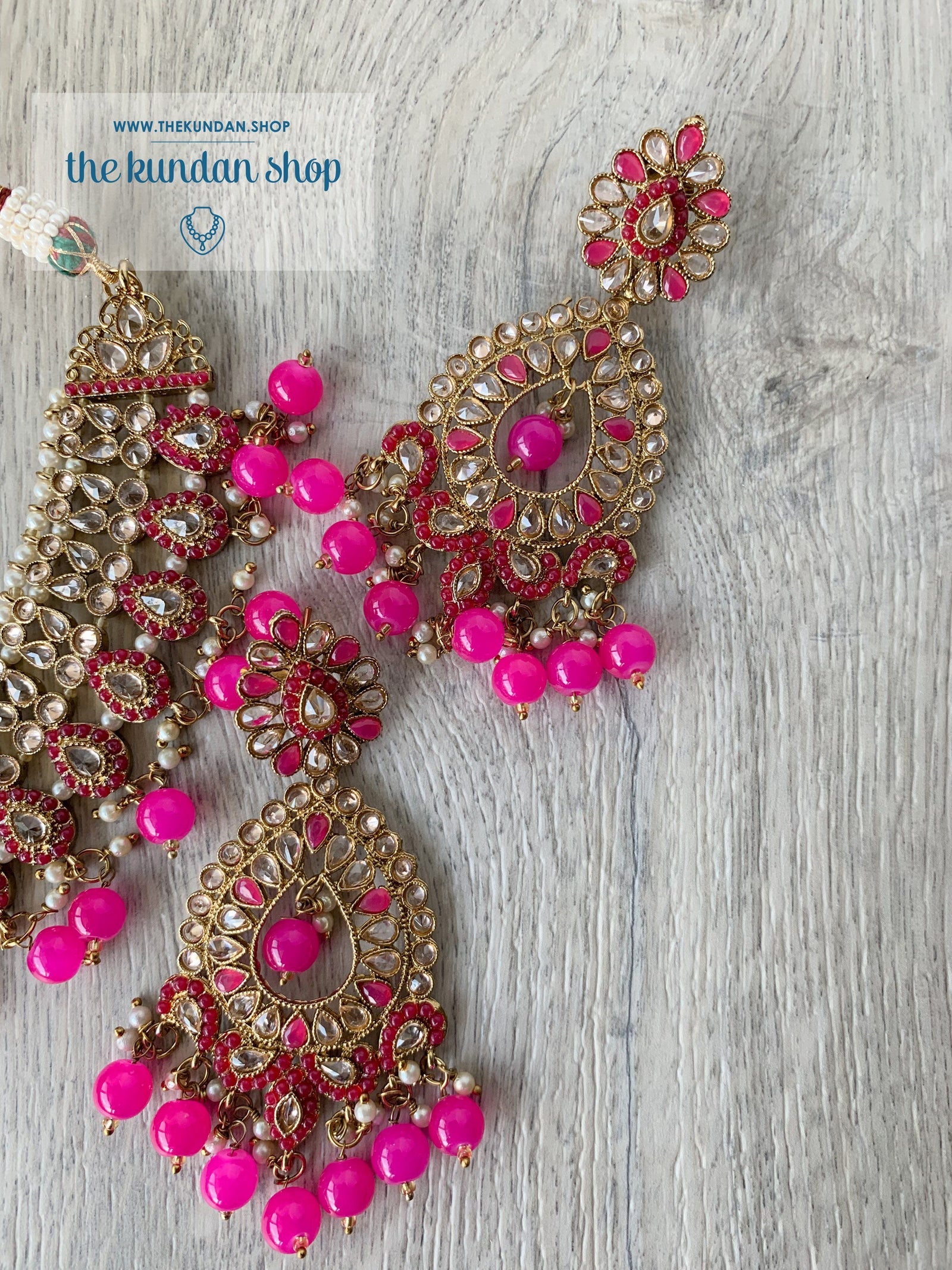 Compel in Polki, in Bright Pink Necklace Sets THE KUNDAN SHOP 