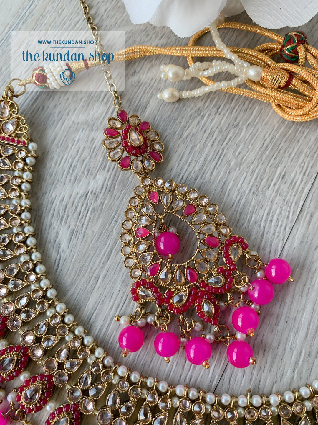 Compel in Polki, in Bright Pink Necklace Sets THE KUNDAN SHOP 