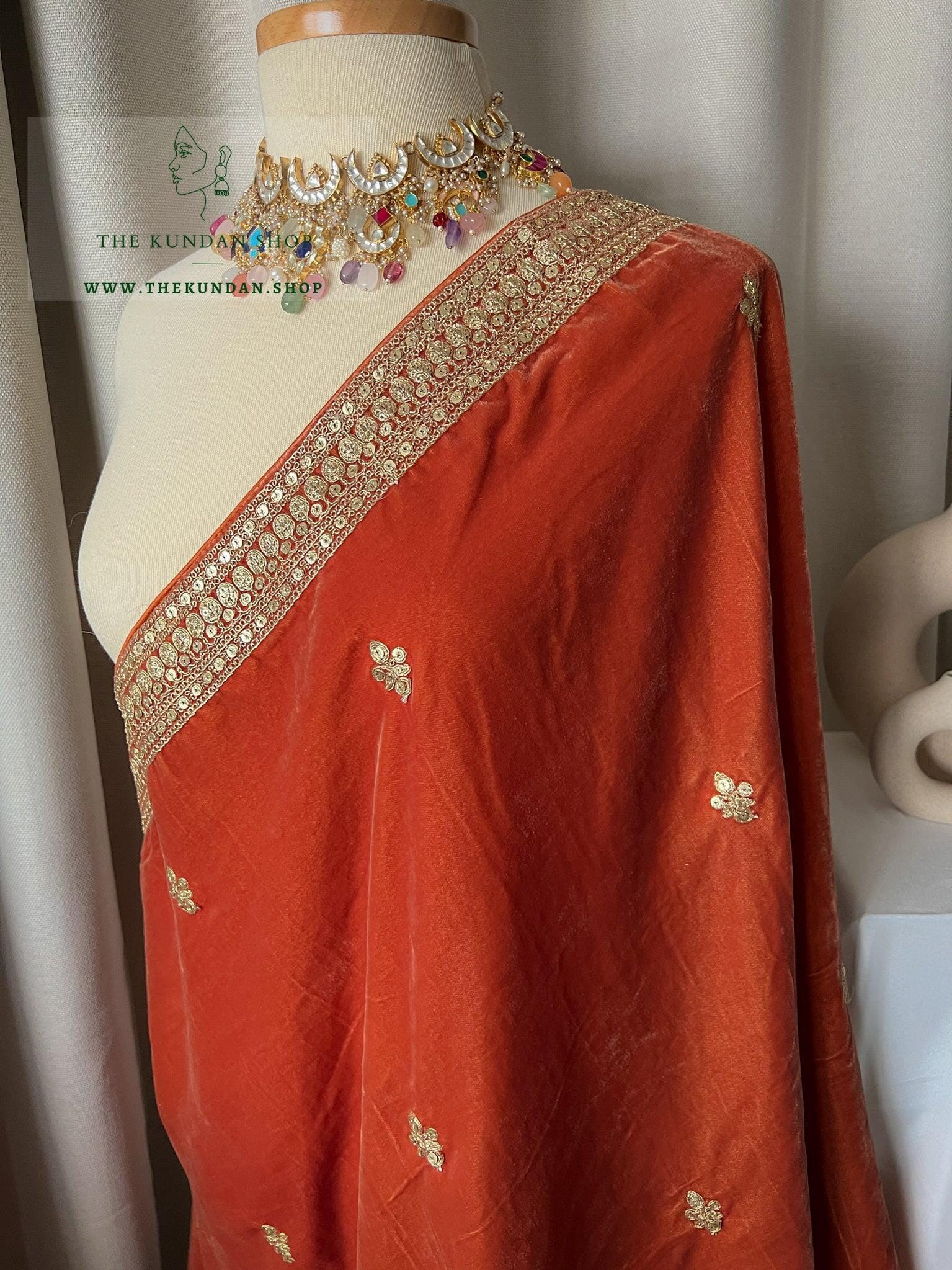 Burnt Orange Shawl Dupatta THE KUNDAN SHOP 