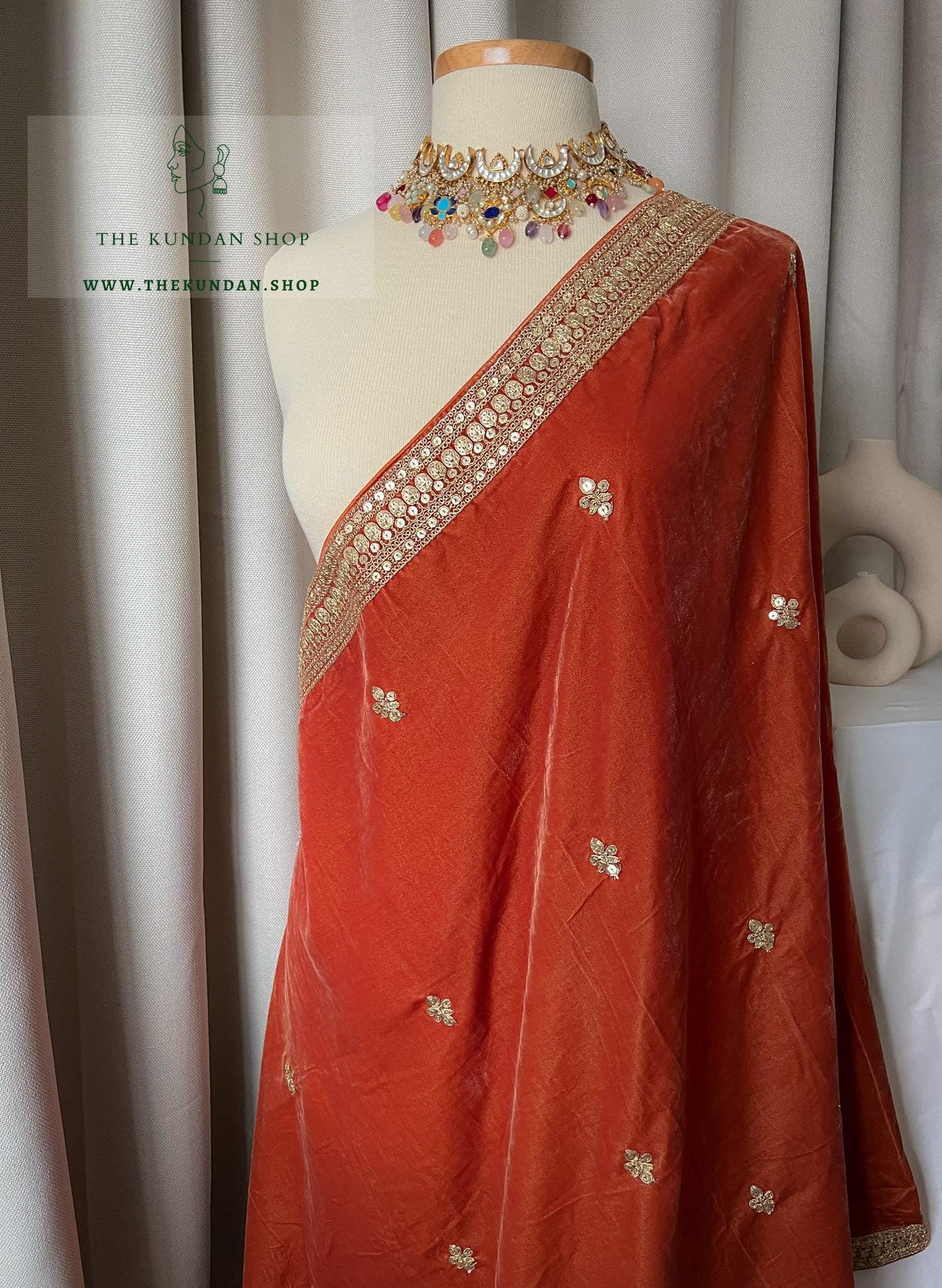 Burnt Orange Shawl Dupatta THE KUNDAN SHOP 