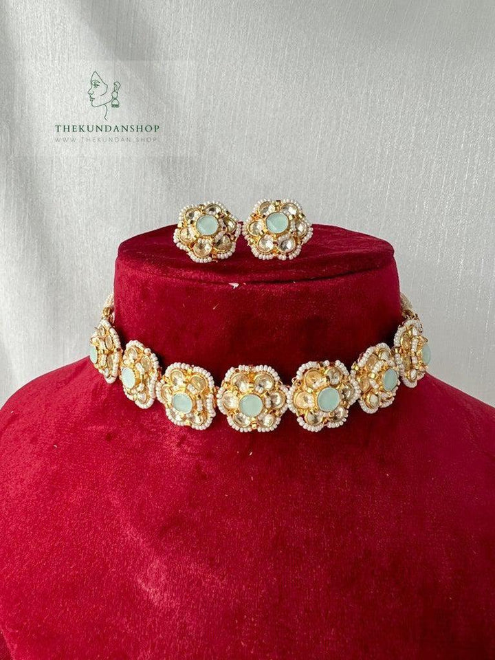 Botanic Kundan in Pastel Blue Necklace Sets THE KUNDAN SHOP 2 