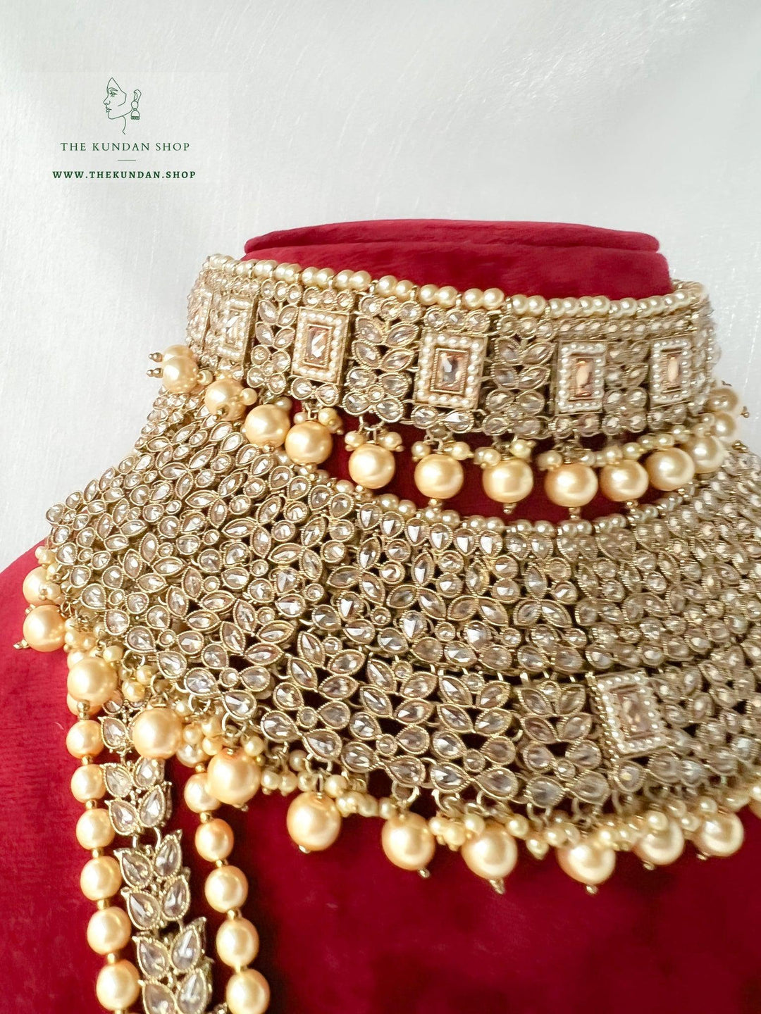 Idealize Bridal Set in Champagne Full Bridal Set THE KUNDAN SHOP 