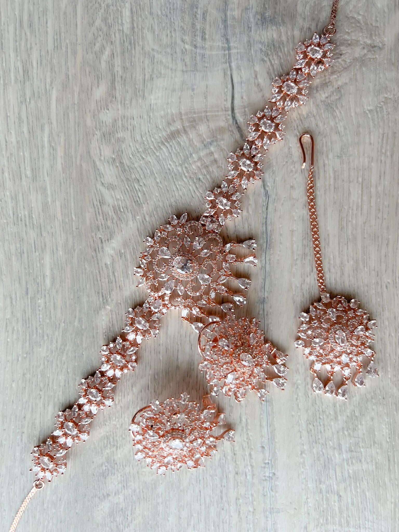 Charisma in Rose Gold Necklace Sets THE KUNDAN SHOP 