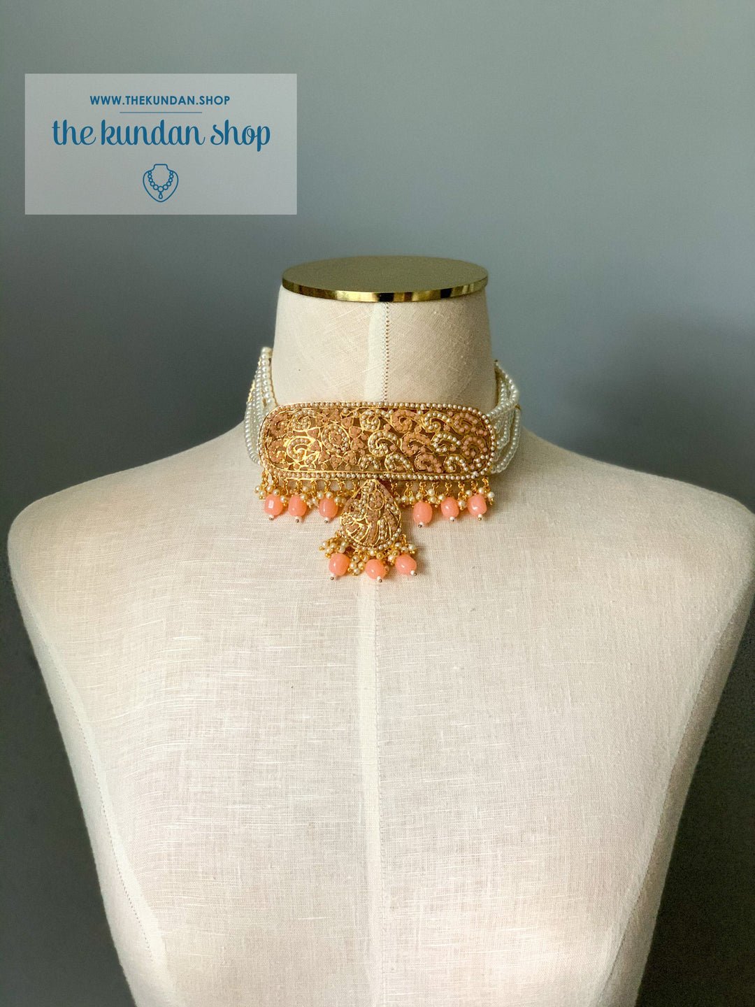 Flattered in Peach/Light Pink, Necklace Sets - THE KUNDAN SHOP