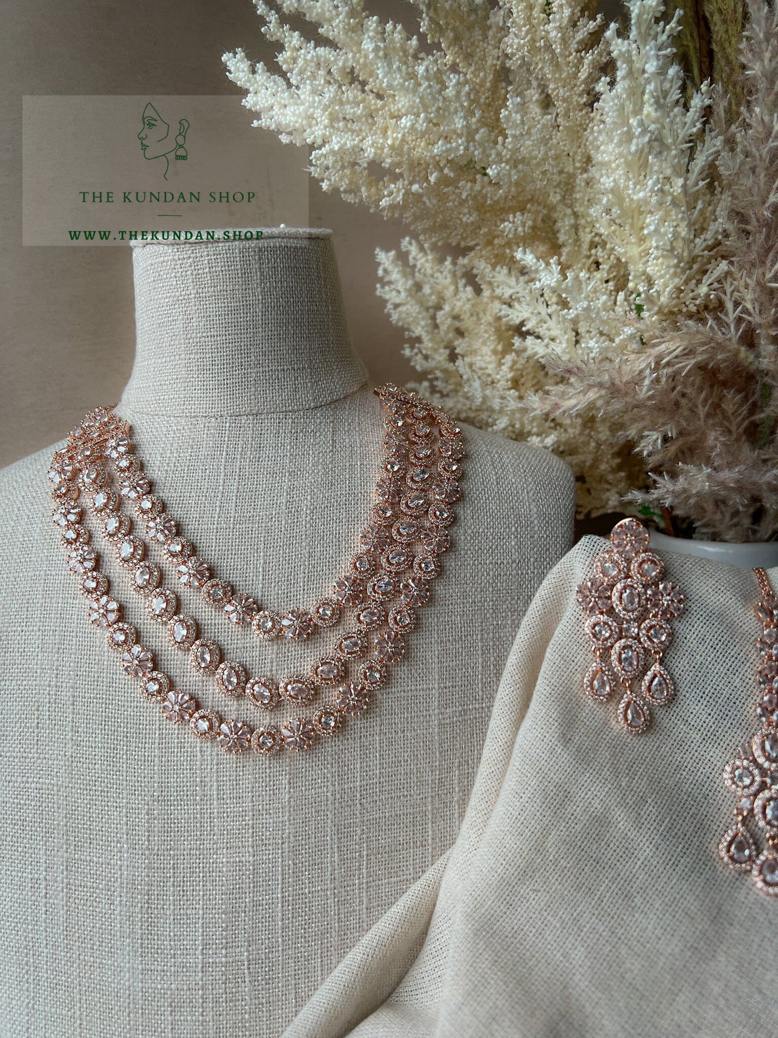 React in Rose Gold Necklace Sets THE KUNDAN SHOP 