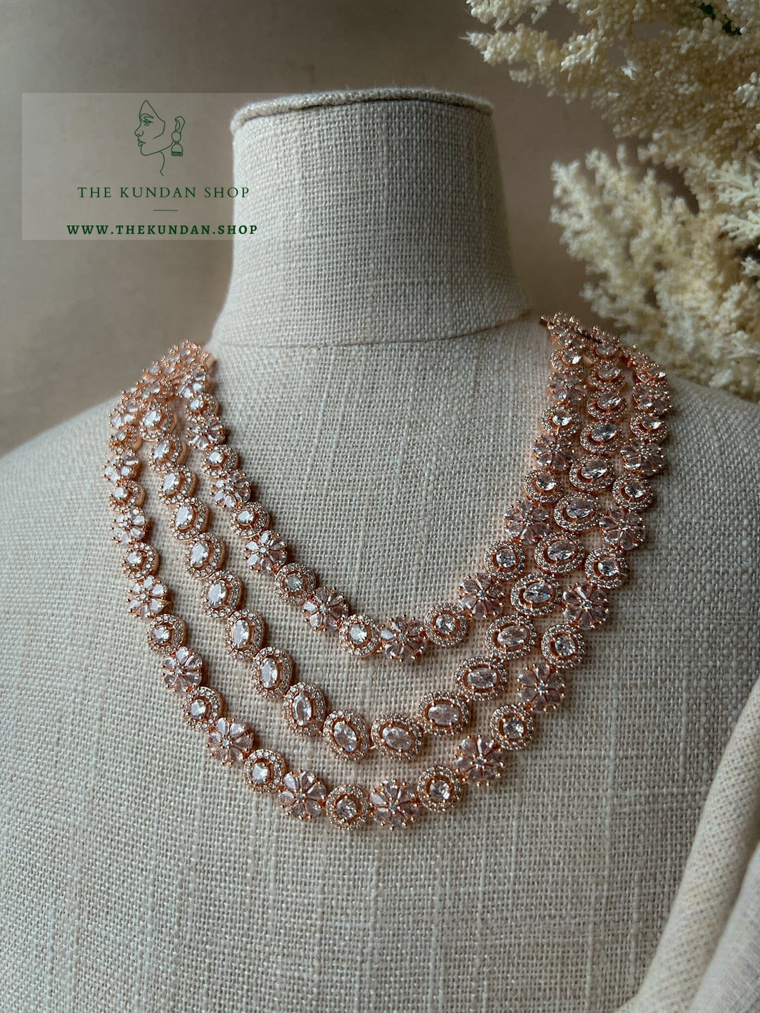 React in Rose Gold Necklace Sets THE KUNDAN SHOP 