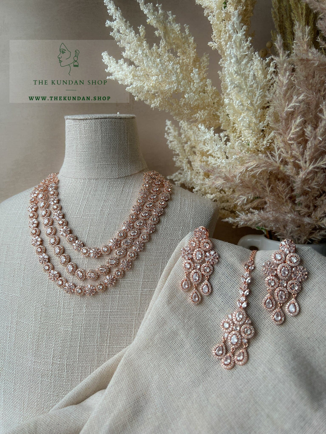 React in Rose Gold Necklace Sets THE KUNDAN SHOP 