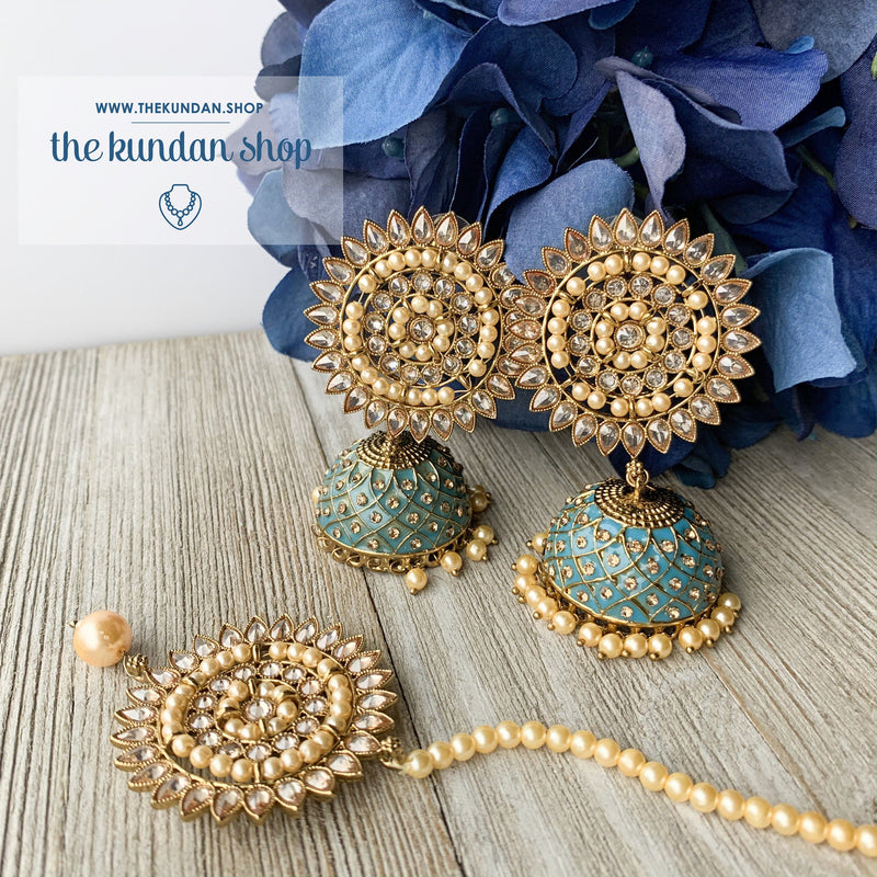 Starry Night, Earrings + Tikka - THE KUNDAN SHOP
