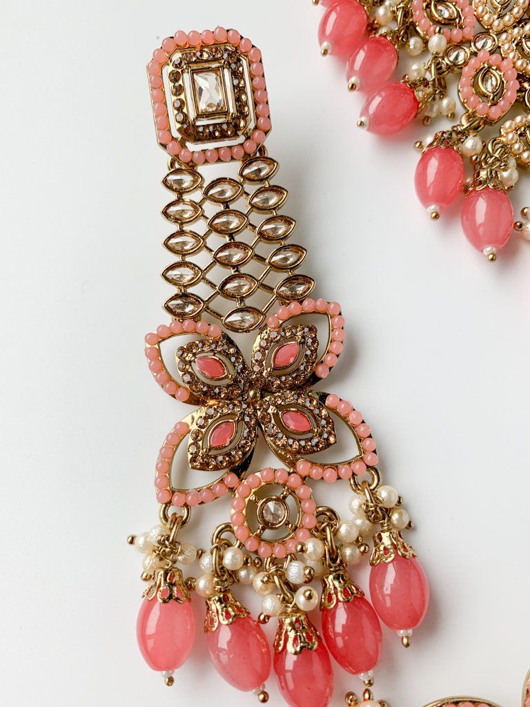 Monarch in Coral Necklace Sets THE KUNDAN SHOP 