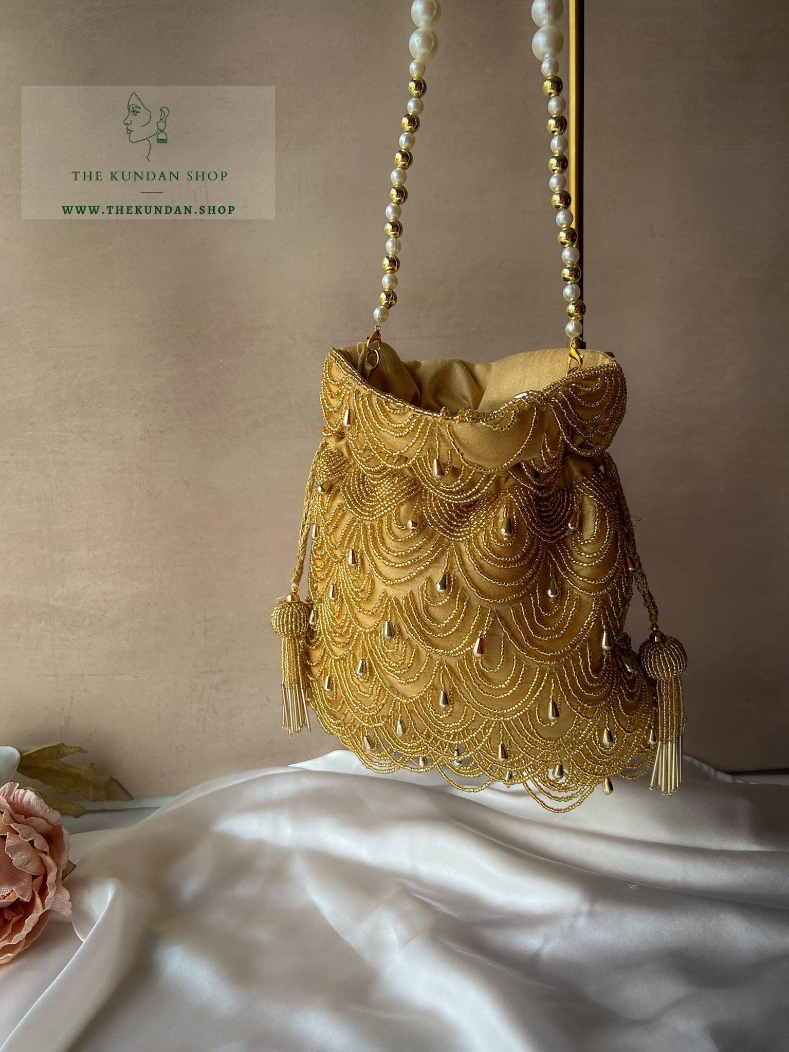 Chic Pouch in Cream Gold Clutch THE KUNDAN SHOP 