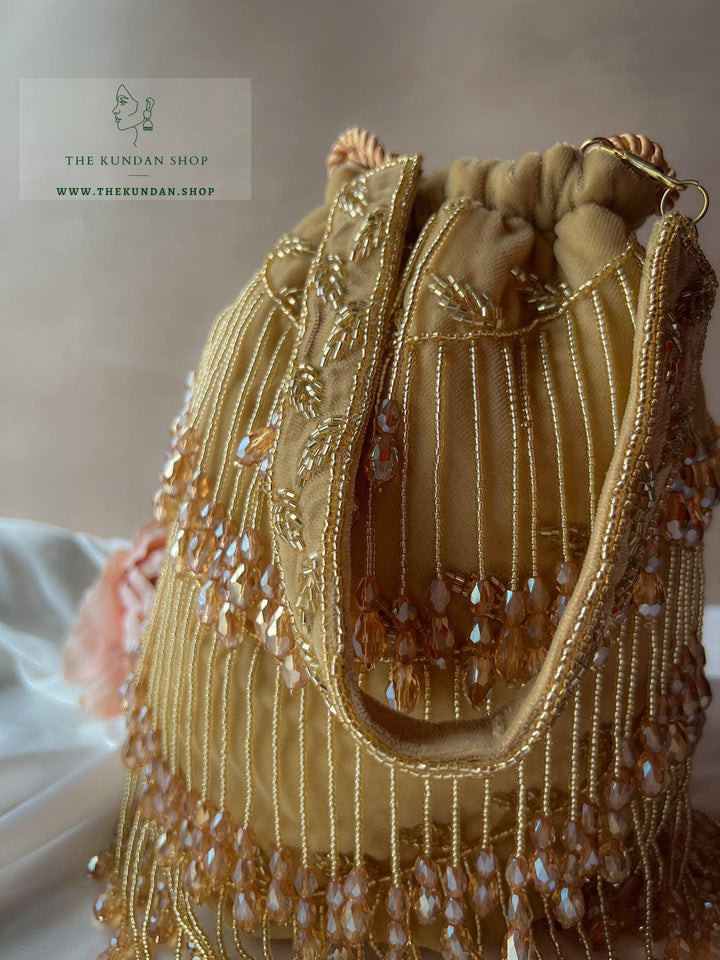 Beaded Bliss in Cream Gold Clutch THE KUNDAN SHOP 