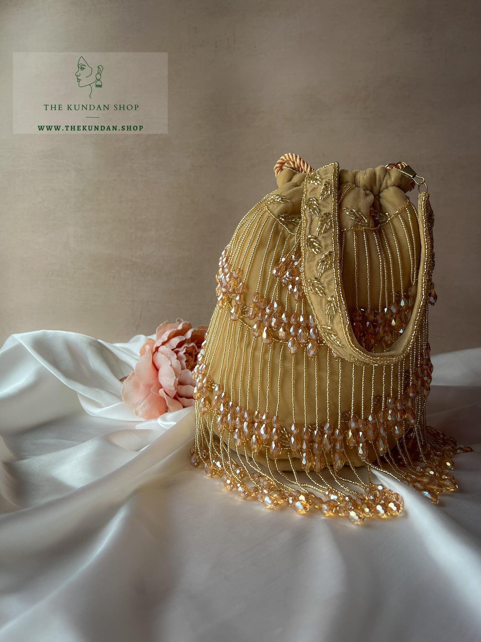 Beaded Bliss in Cream Gold Clutch THE KUNDAN SHOP 