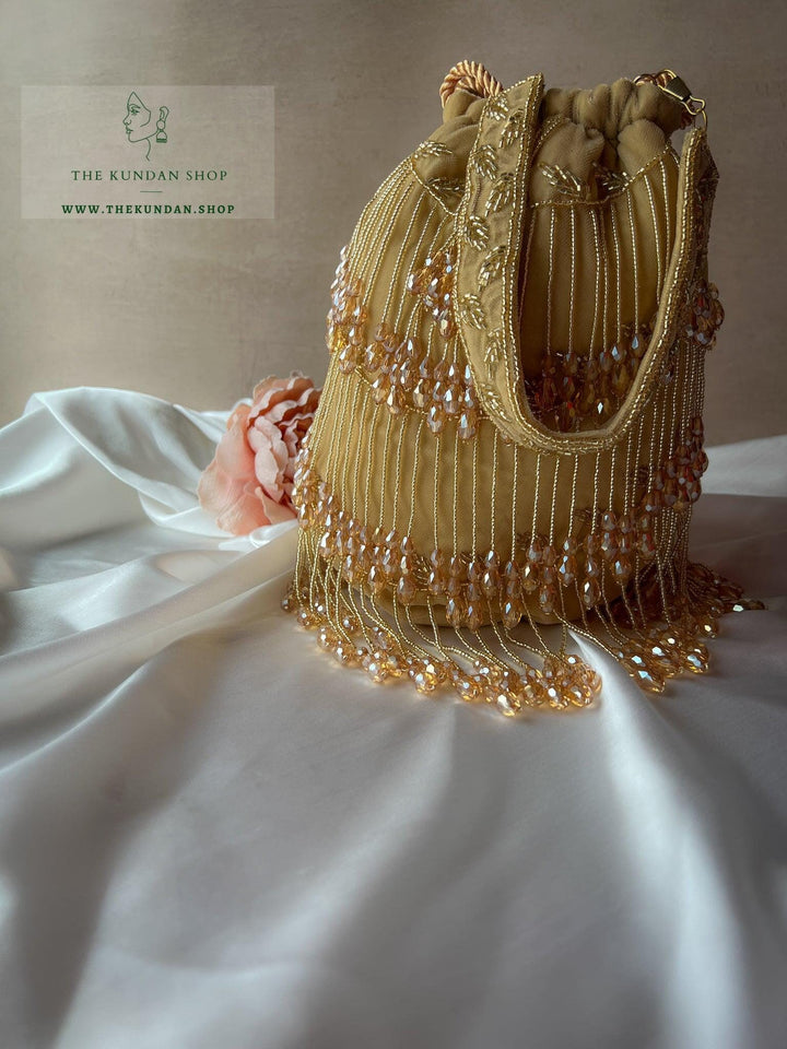 Beaded Bliss in Cream Gold Clutch THE KUNDAN SHOP 