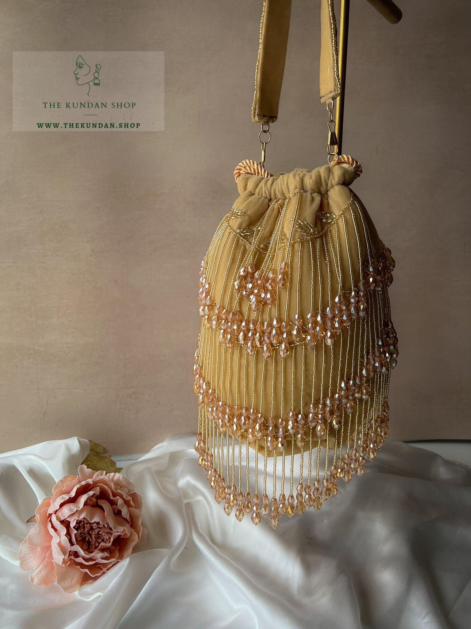 Beaded Bliss in Cream Gold Clutch THE KUNDAN SHOP 