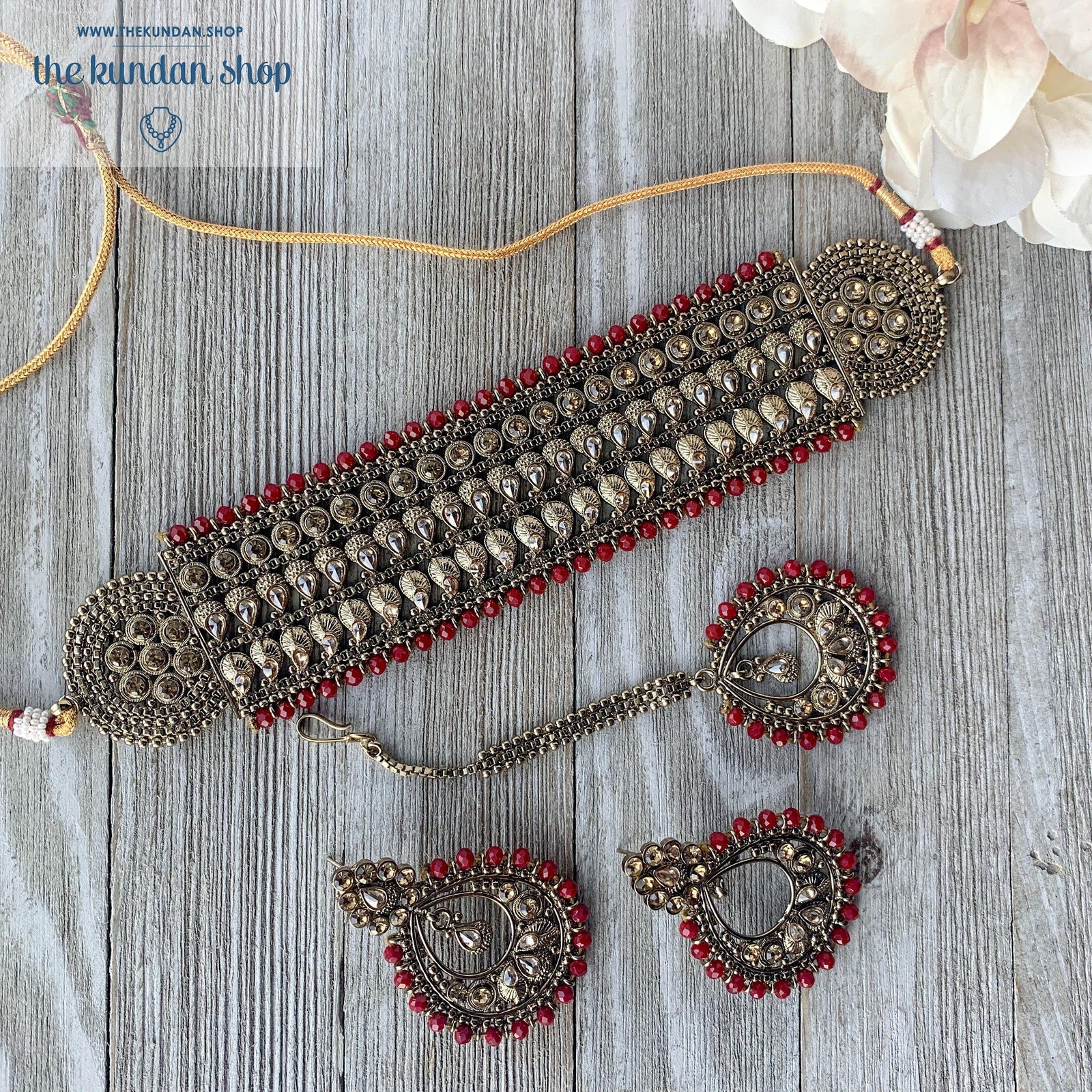 Crimson Choker, Necklace Sets - THE KUNDAN SHOP