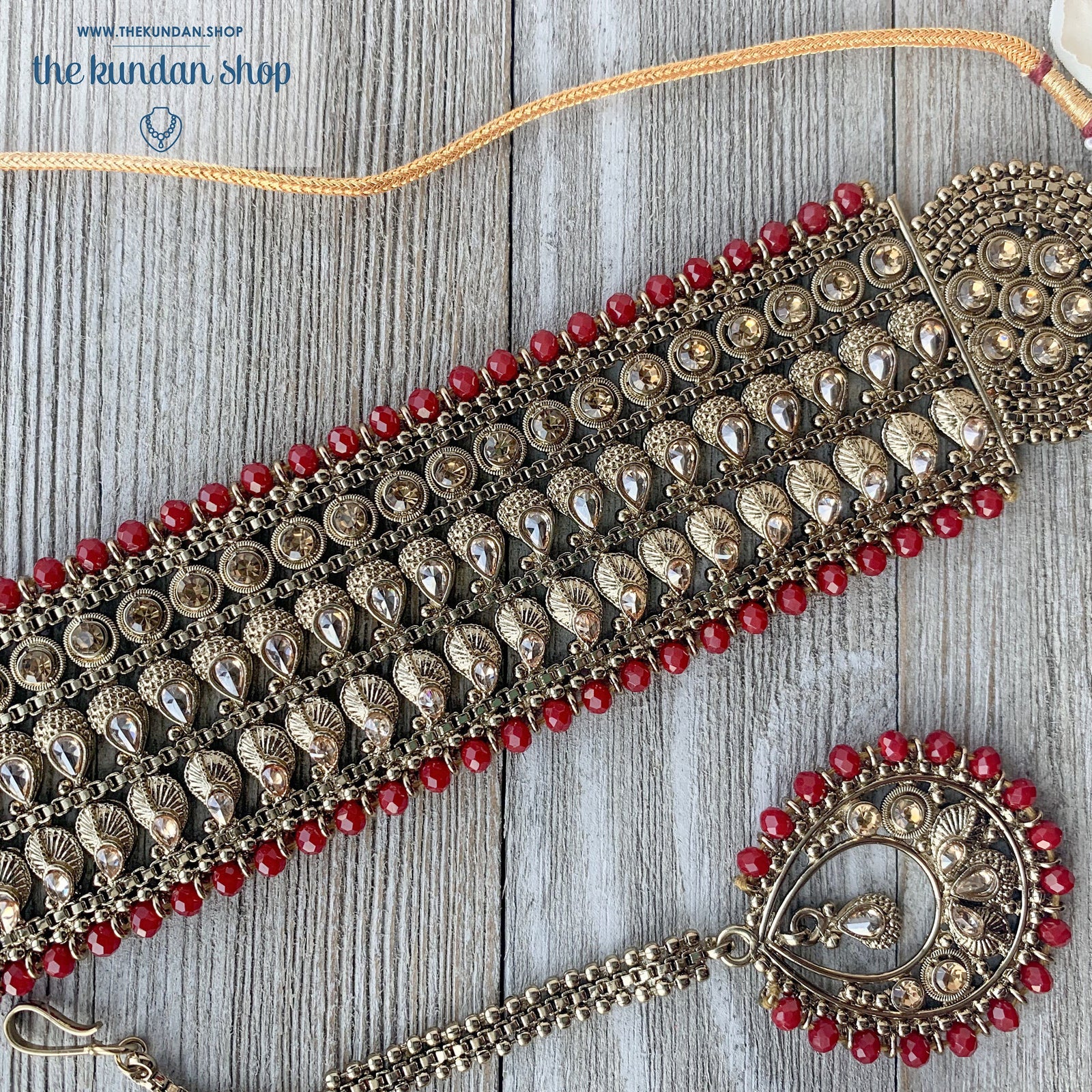 Crimson Choker, Necklace Sets - THE KUNDAN SHOP