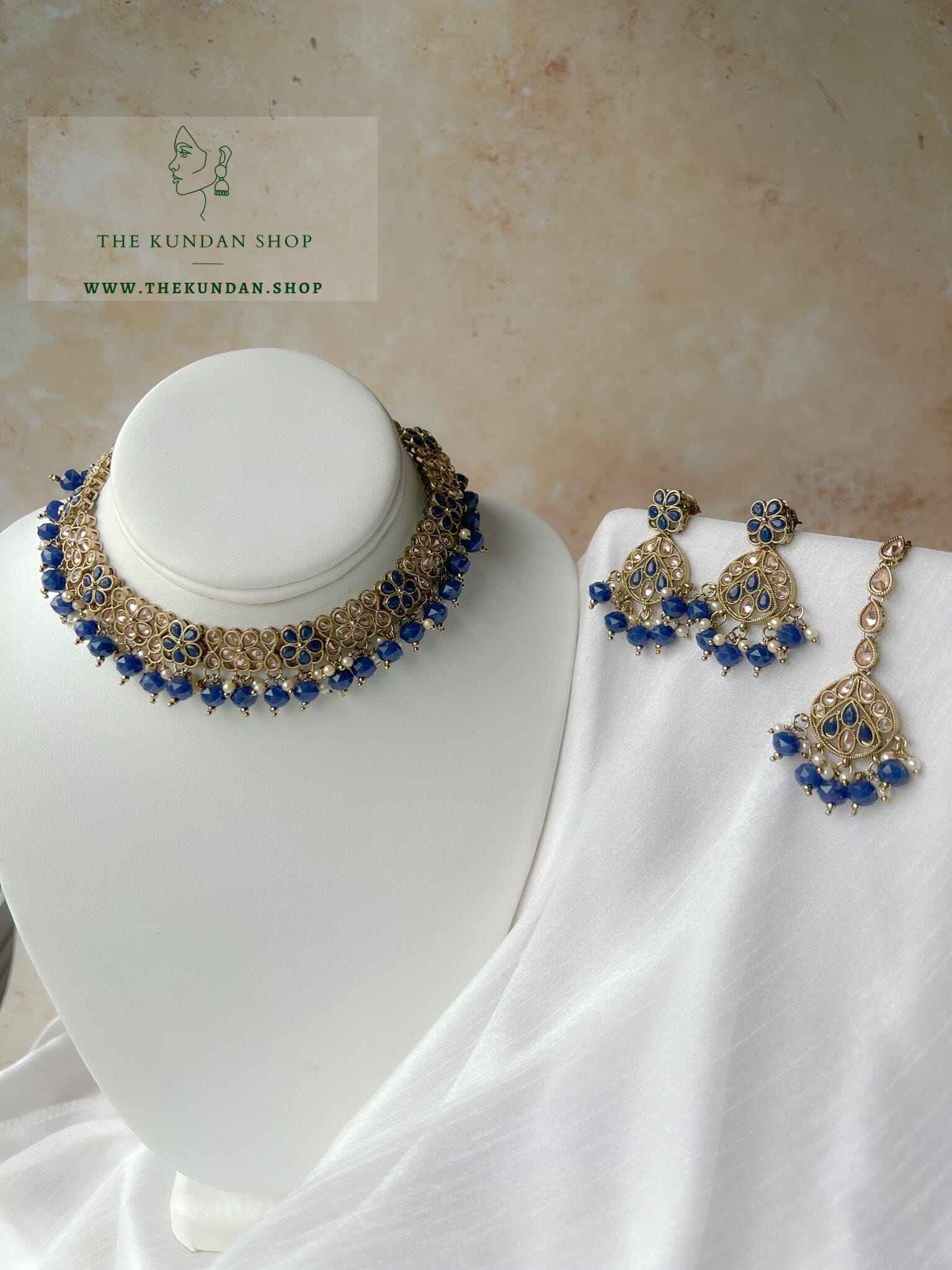 Imagine Polki in Midnight Blue Necklace Sets THE KUNDAN SHOP 