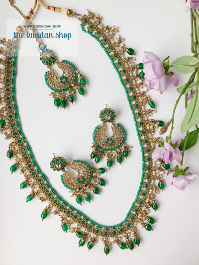 Sprightly in Dark Green Necklace Sets THE KUNDAN SHOP 