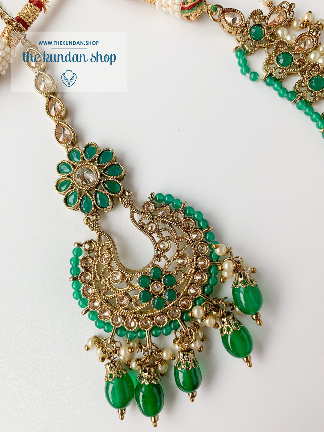 Sprightly in Dark Green Necklace Sets THE KUNDAN SHOP 