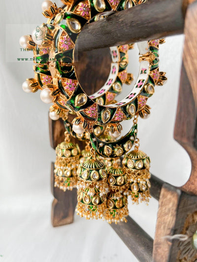 Meenakari Textures in Green Bangles THE KUNDAN SHOP 