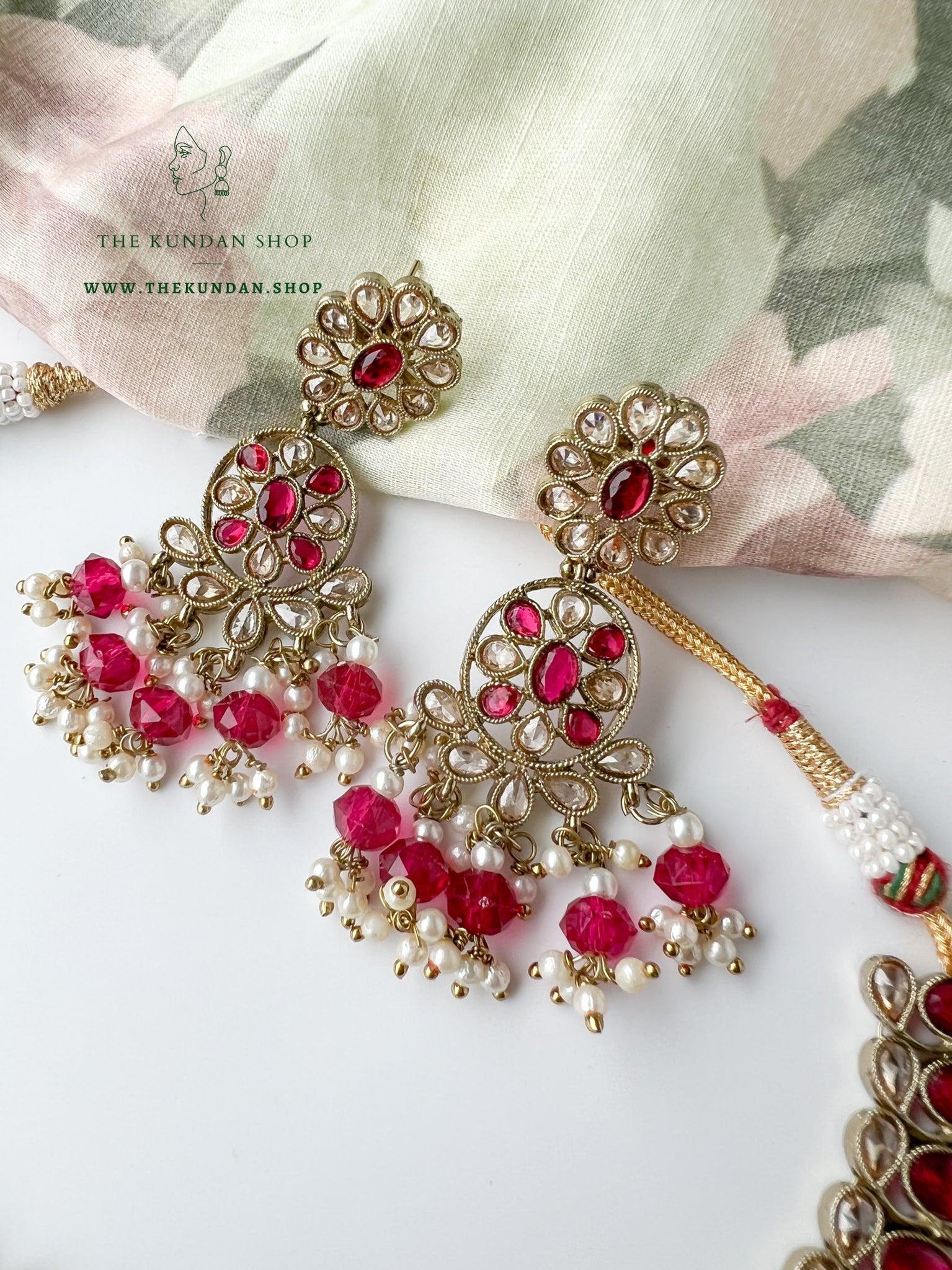 Tonights Best in Dark PInk Necklace Sets THE KUNDAN SHOP 