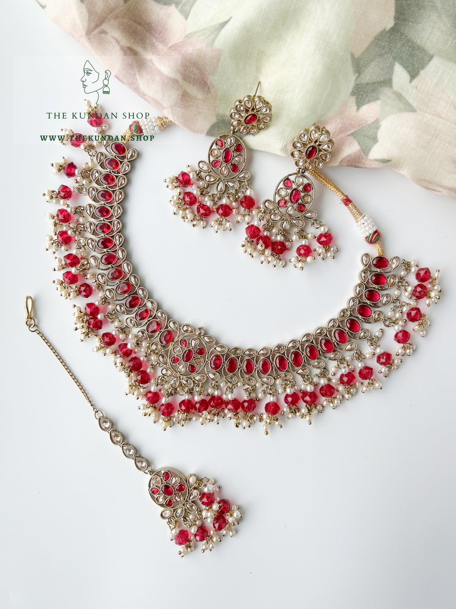 Tonights Best in Dark PInk Necklace Sets THE KUNDAN SHOP 