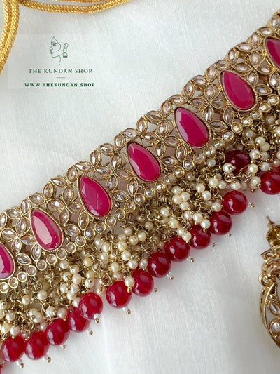 Oversight in Dark Pink Necklace Sets THE KUNDAN SHOP 