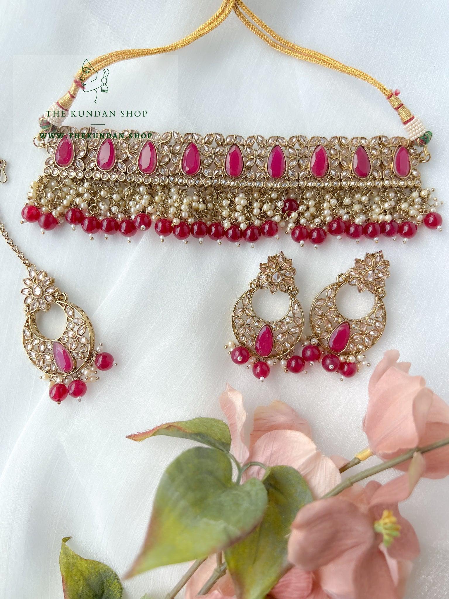 Oversight in Dark Pink Necklace Sets THE KUNDAN SHOP 