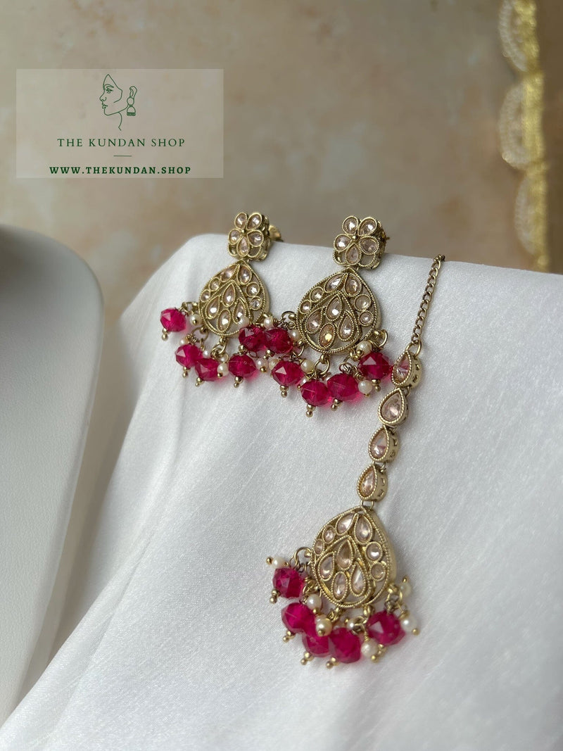 Imagine Polki in Dark Pink Necklace Sets THE KUNDAN SHOP 