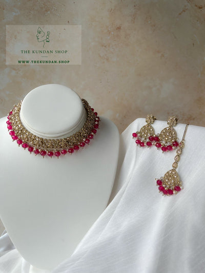 Imagine Polki in Dark Pink Necklace Sets THE KUNDAN SHOP 
