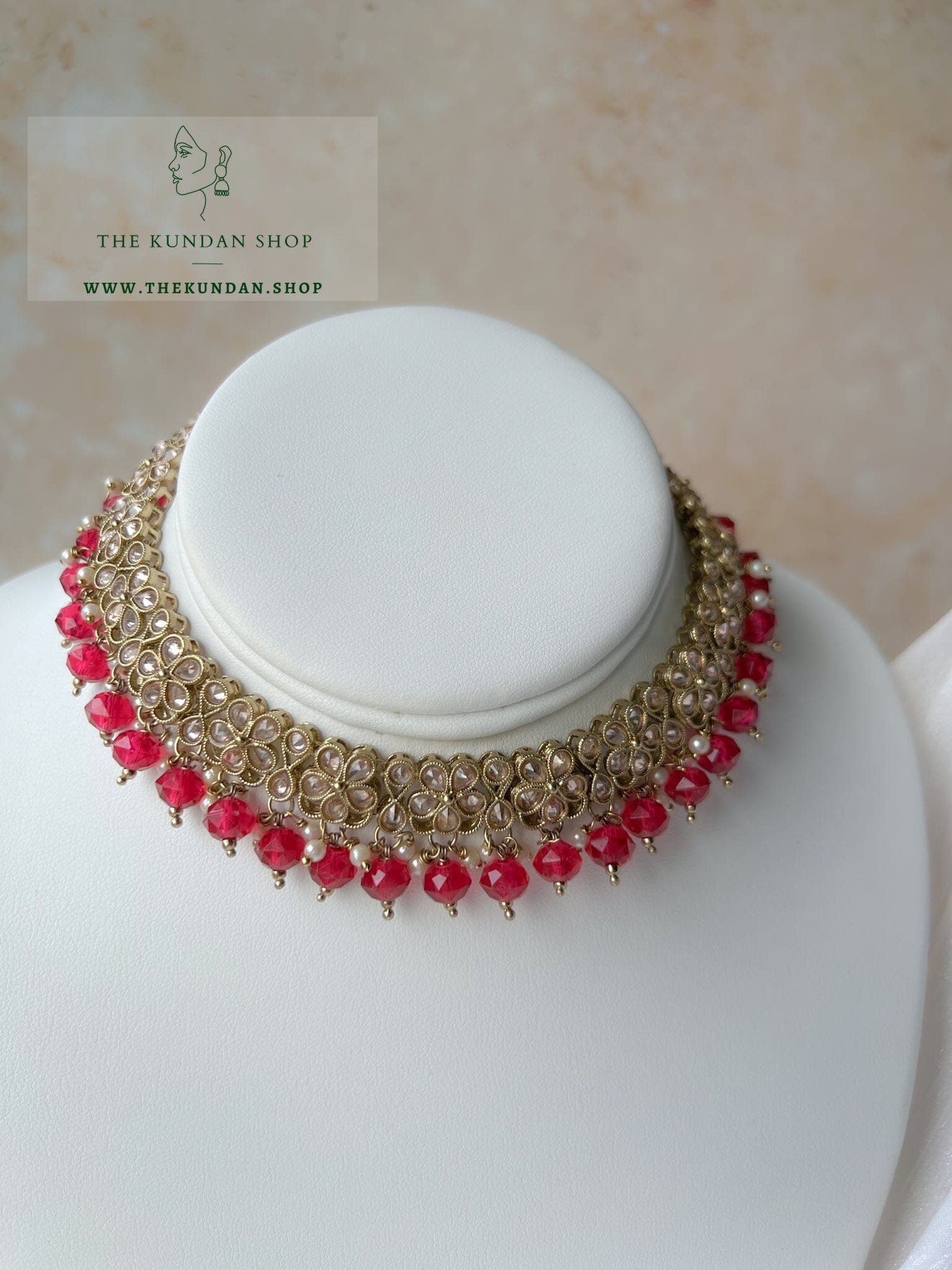 Imagine Polki in Dark Pink Necklace Sets THE KUNDAN SHOP 