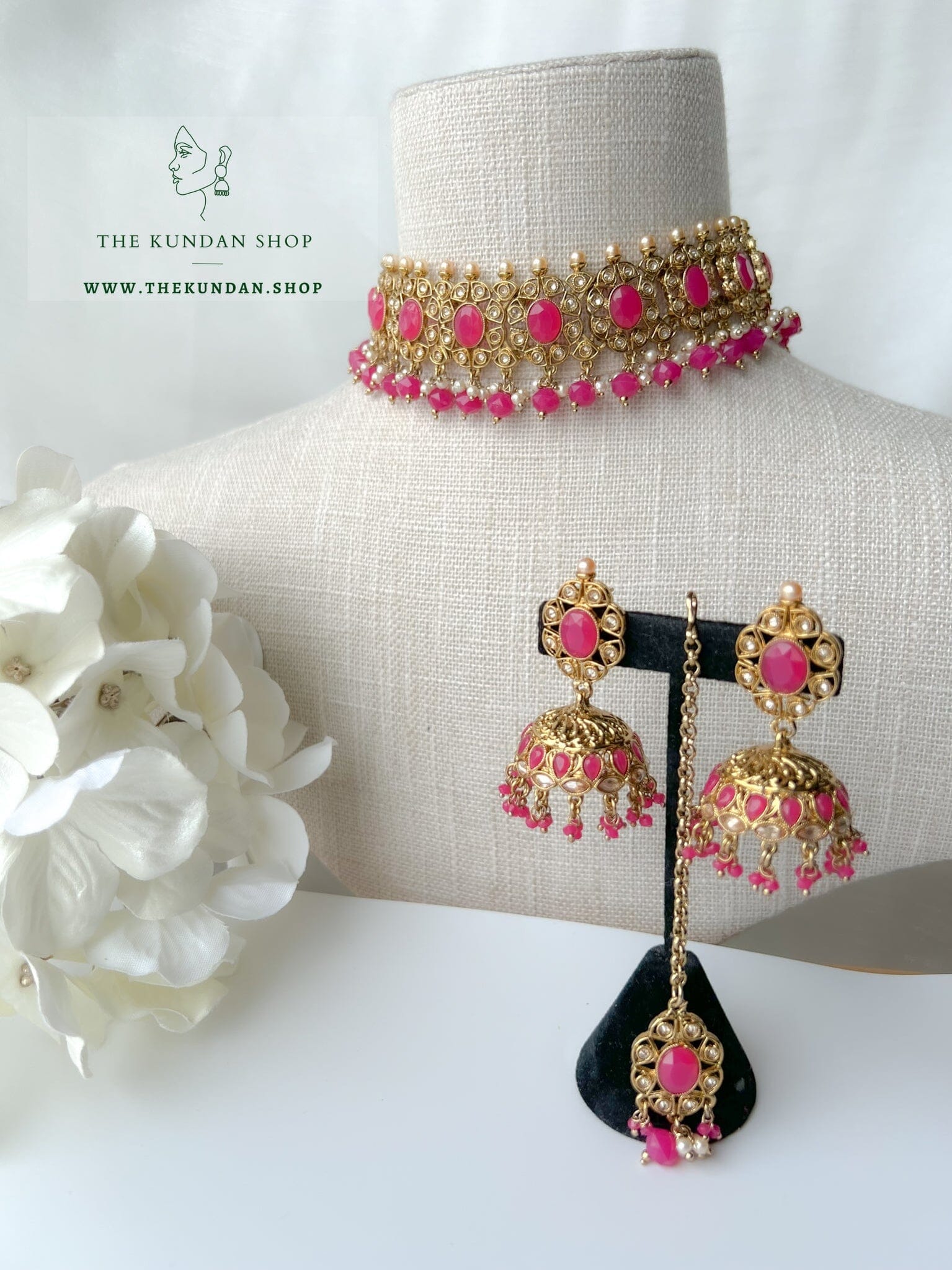 Reunite in Dark Pink Necklace Sets THE KUNDAN SHOP 