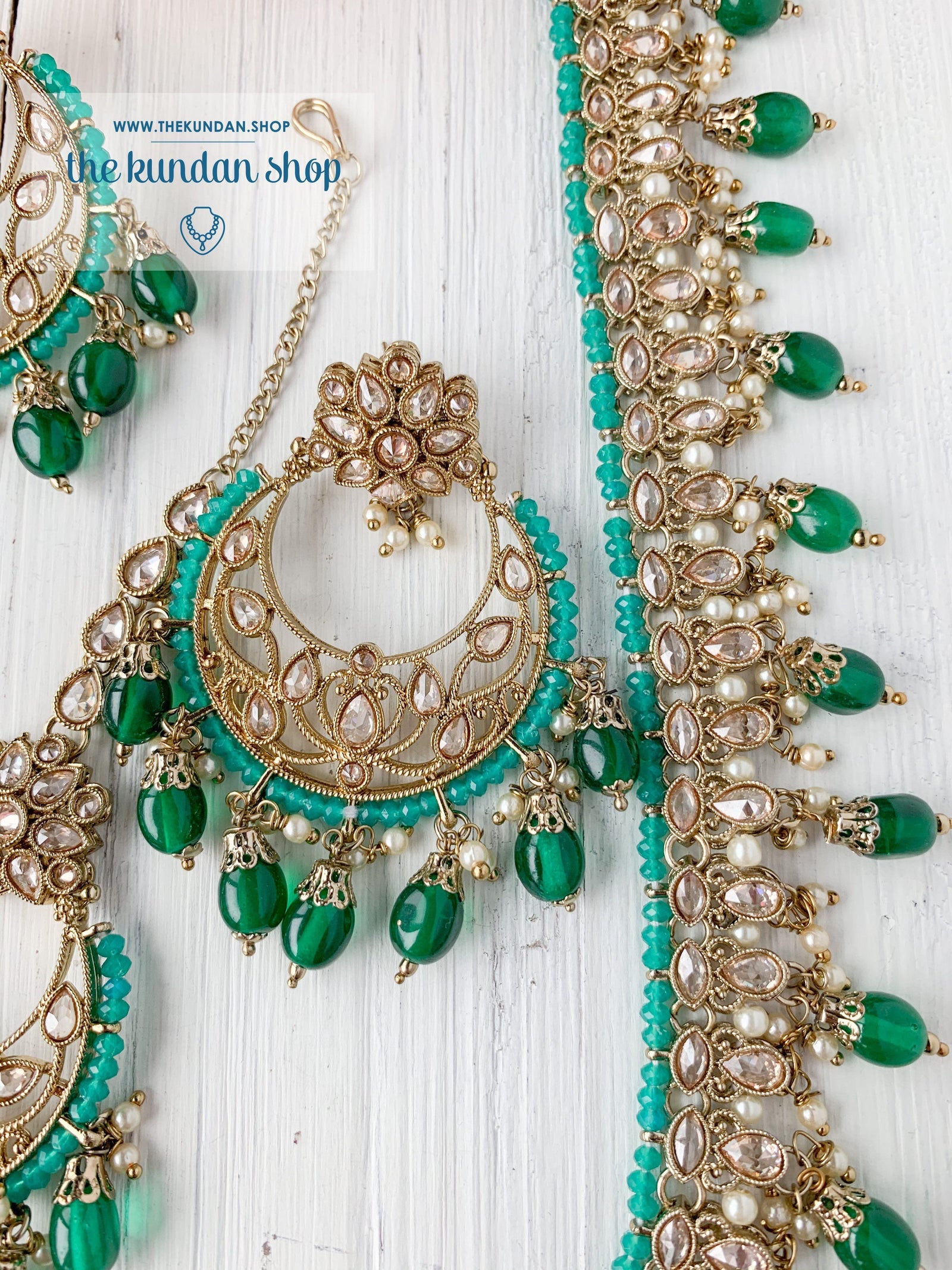 Vigorous in Dark Green Necklace Sets THE KUNDAN SHOP 