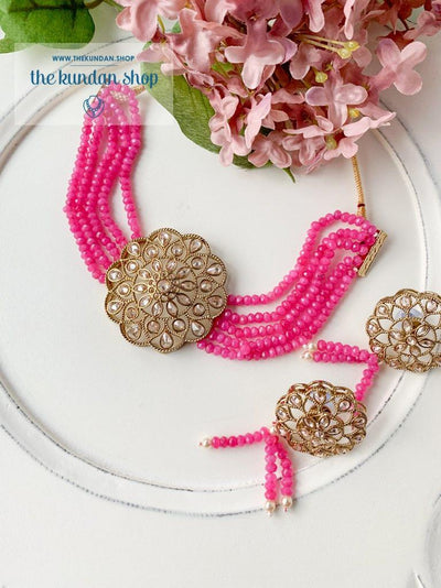 Floral Notes in Pink Necklace Sets THE KUNDAN SHOP 